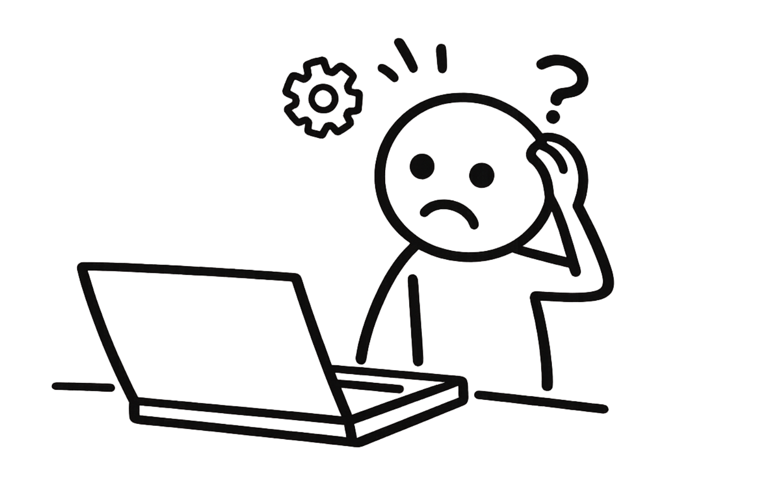 Person overwhelmed at their laptop